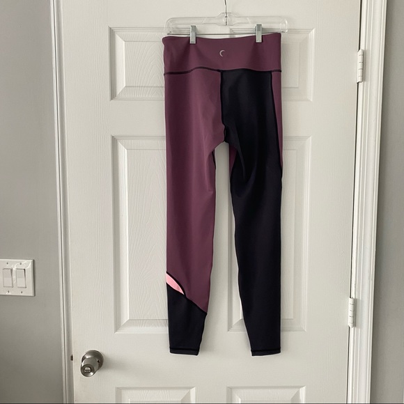 Zyia Mauve Black Pink Color Block Full Leggings Sz 8-10 - Picture 2 of 7